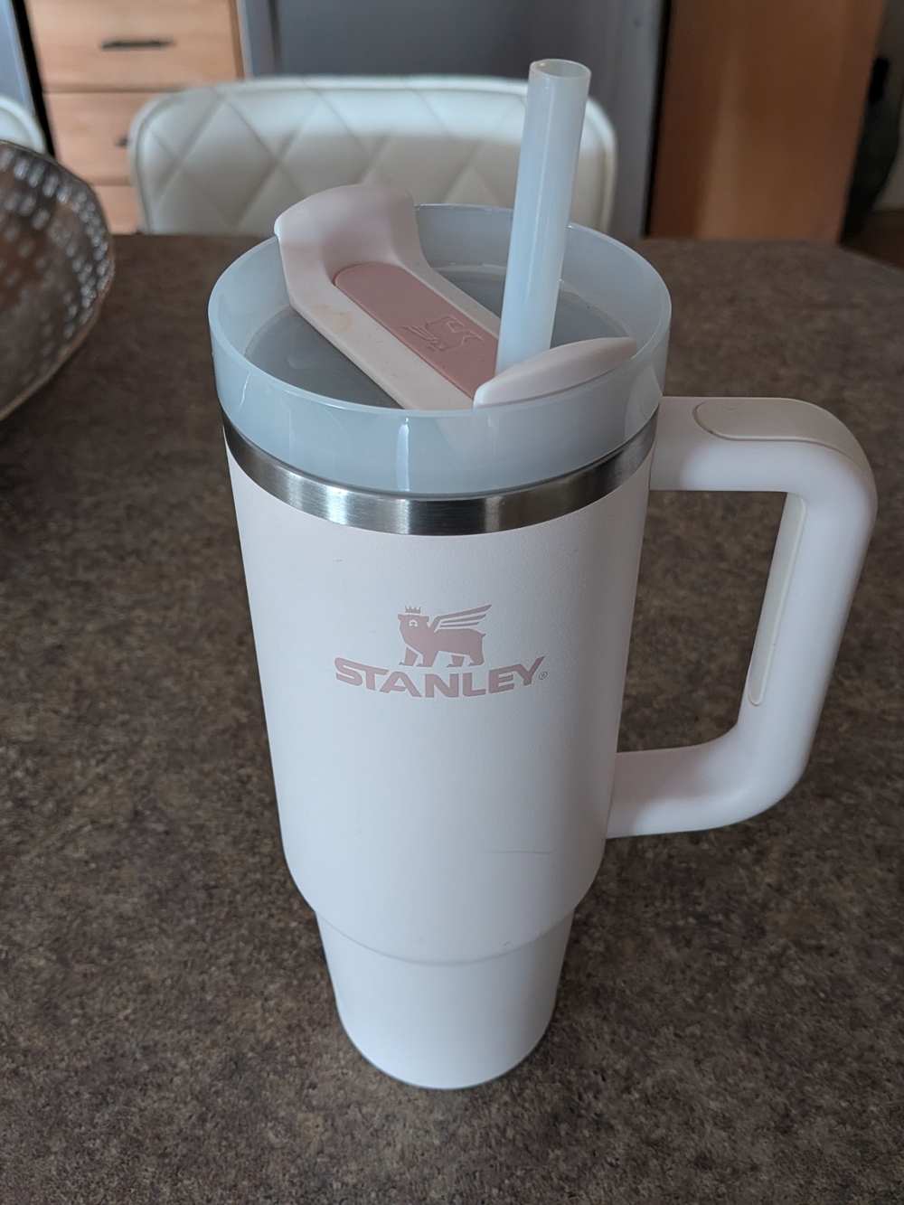 Stanley Pale Pink 30 Oz Travel Tumbler with Handle and Straw